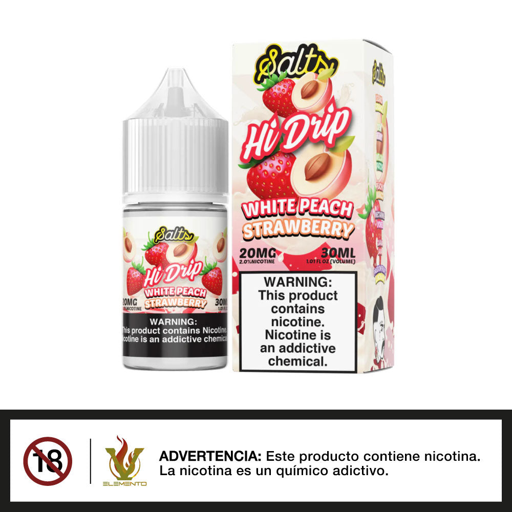 Hi-Drip Salt - White Peach Strawberry 30ml - Quinto Elemento Vap