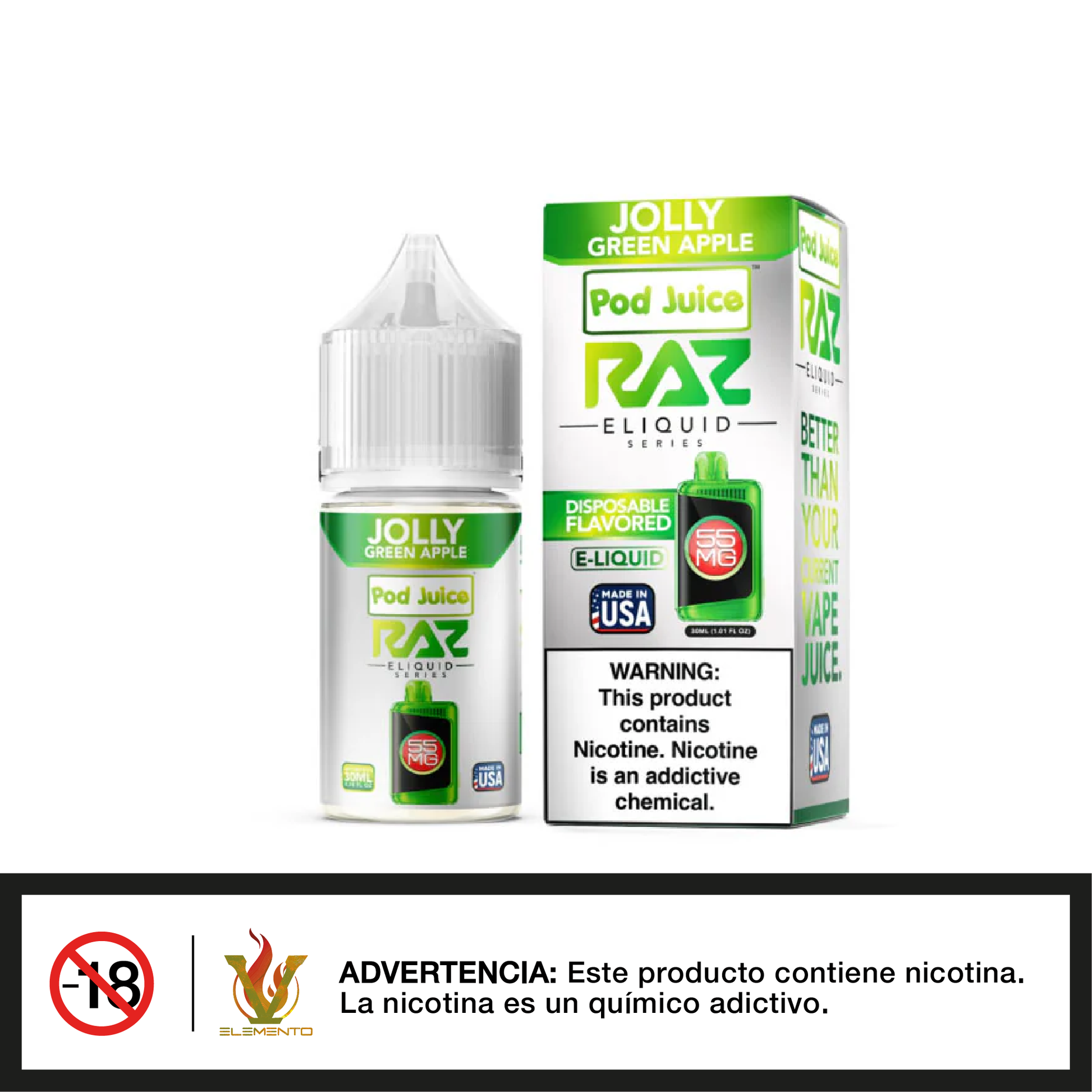 Pod Juice x RAZ Salt - Jolly Green Apple 30ml