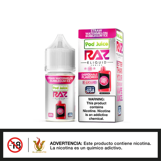 Pod Juice x RAZ Salt - Straw Watermelon Bubblegum Ice 30ml