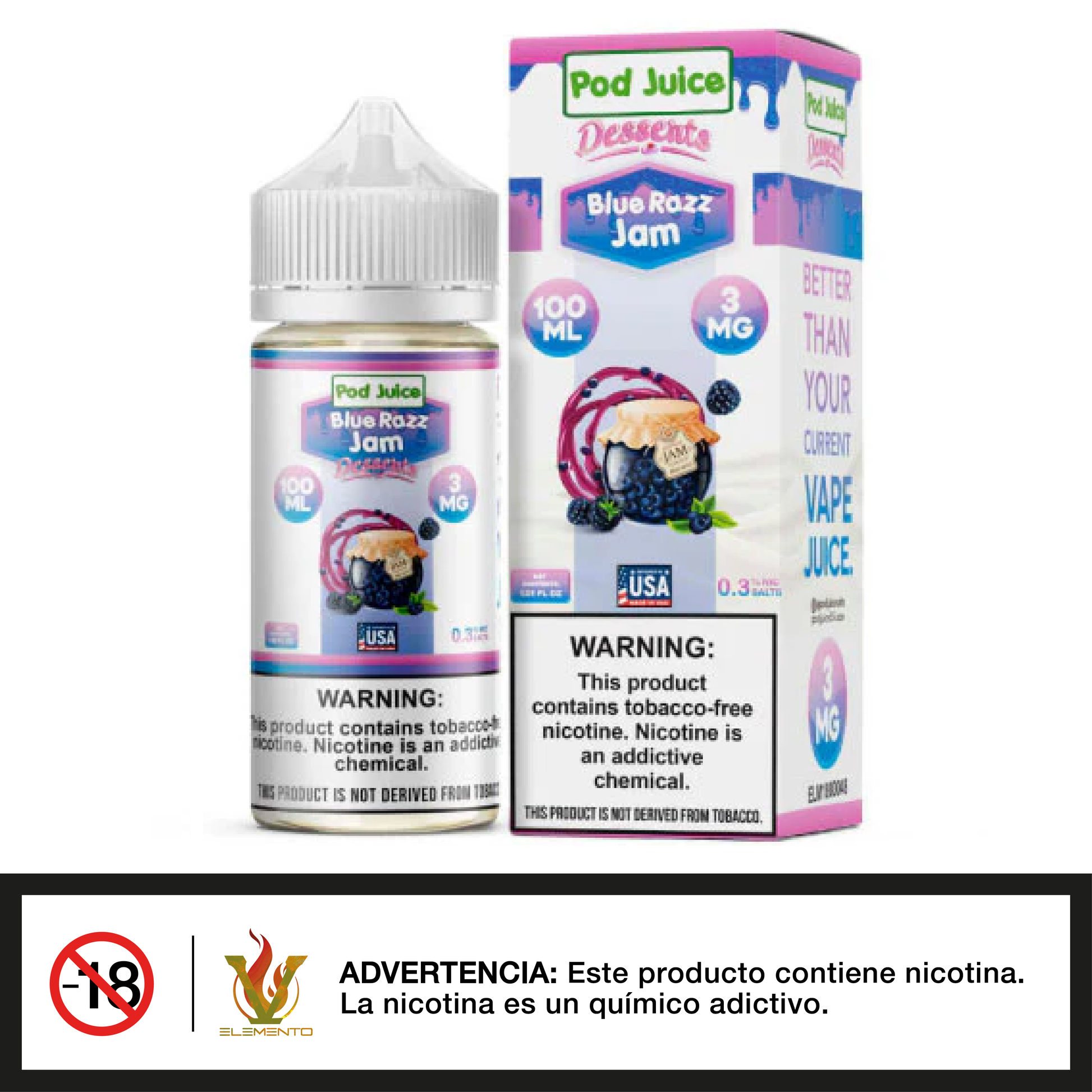 Pod Juice - Blue Razz Jam TFN 100ml