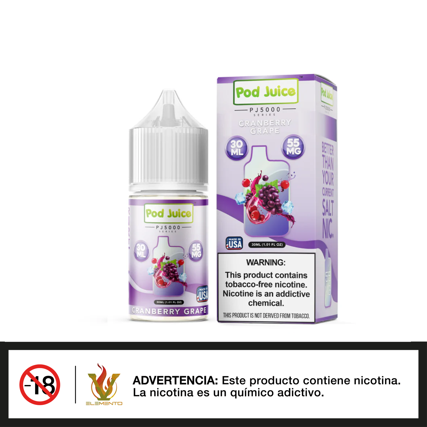 Pod Juice Salt PJ 5000 Series - Cranberry Grape 30ml