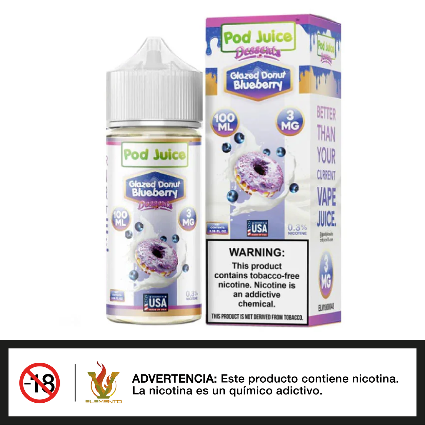 Pod Juice - Glassed Donut Blueberry 100ml