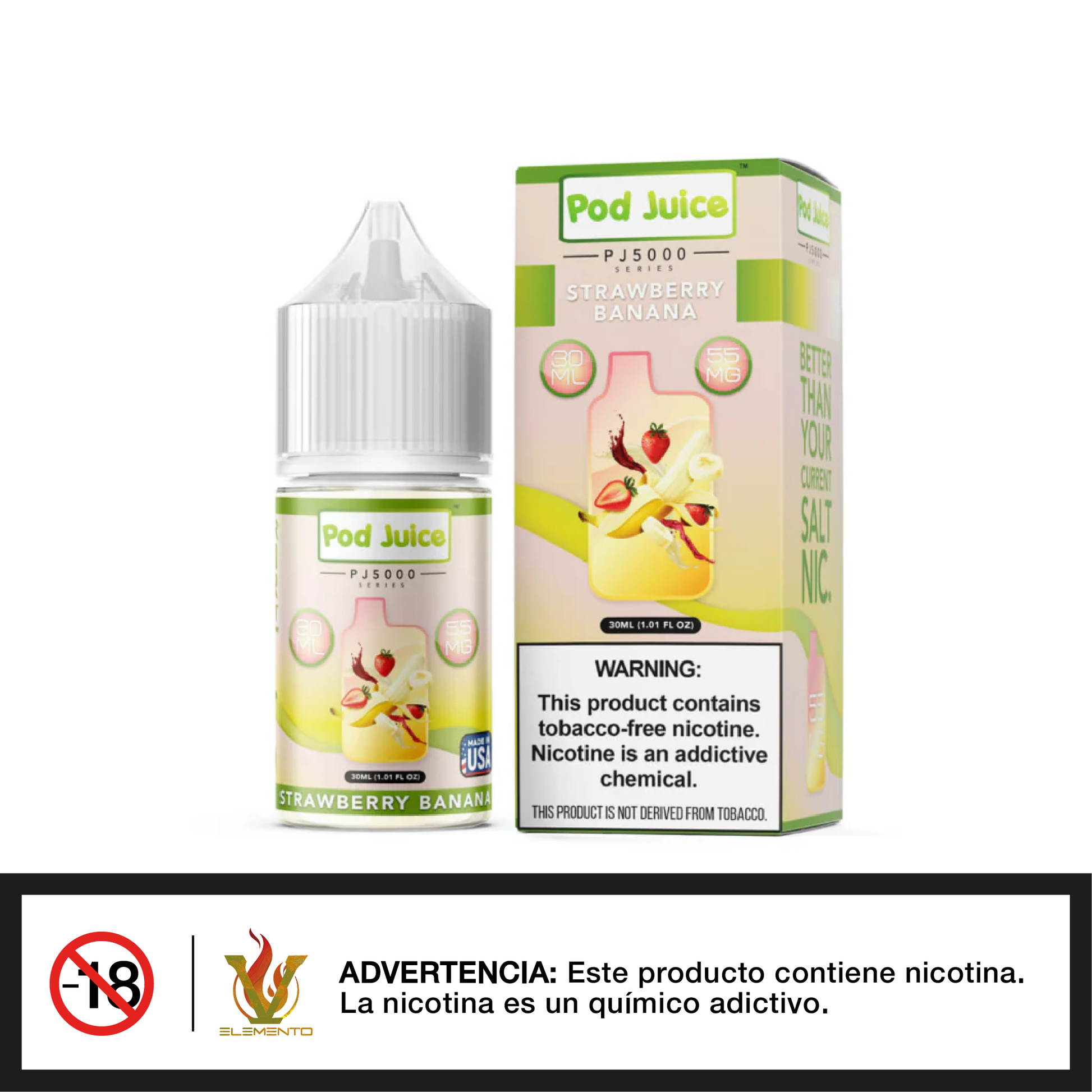 Pod Juice Salt PJ 5000 Series - Strawberry Banana 30ml