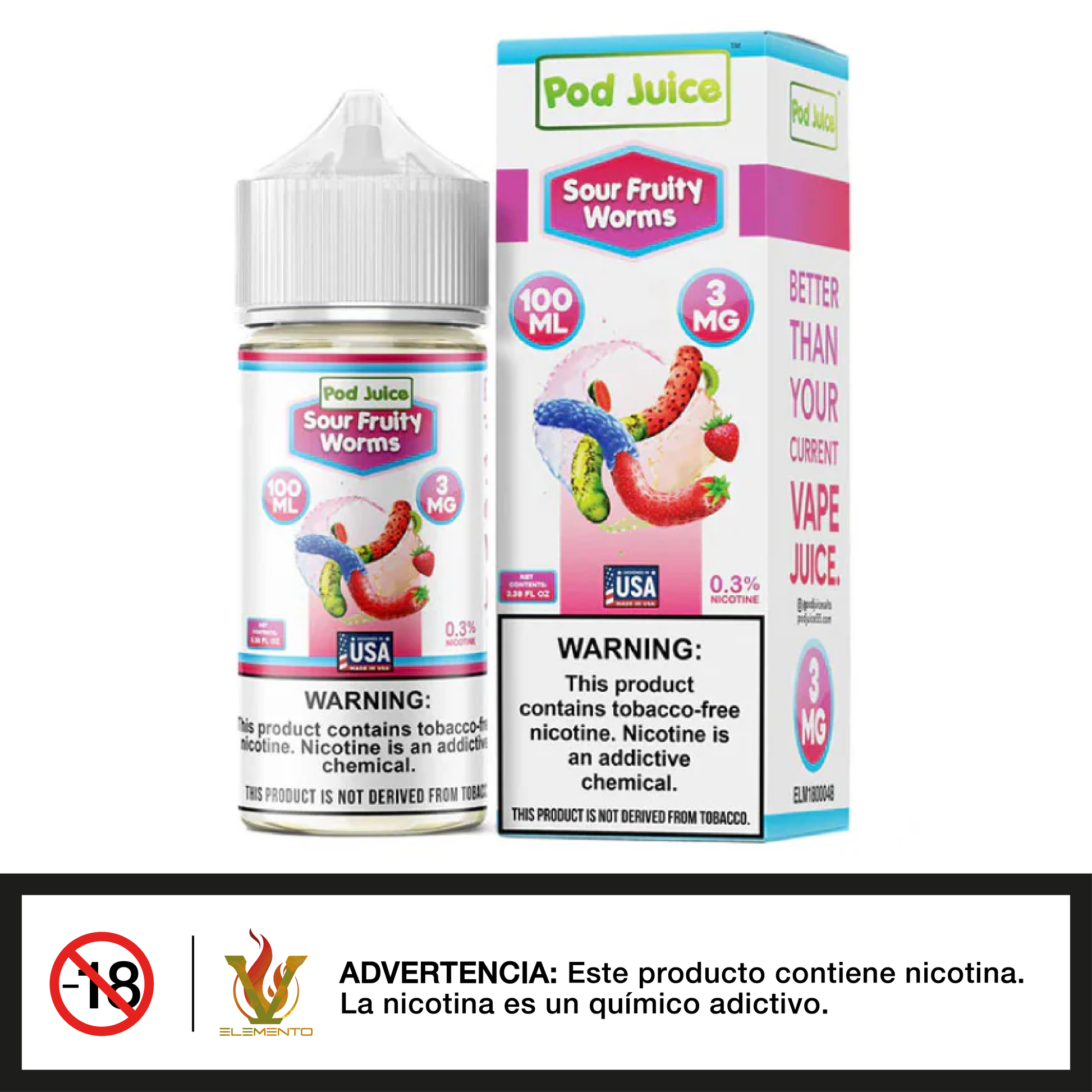 Pod Juice - Sour Fruity Worms 100ml