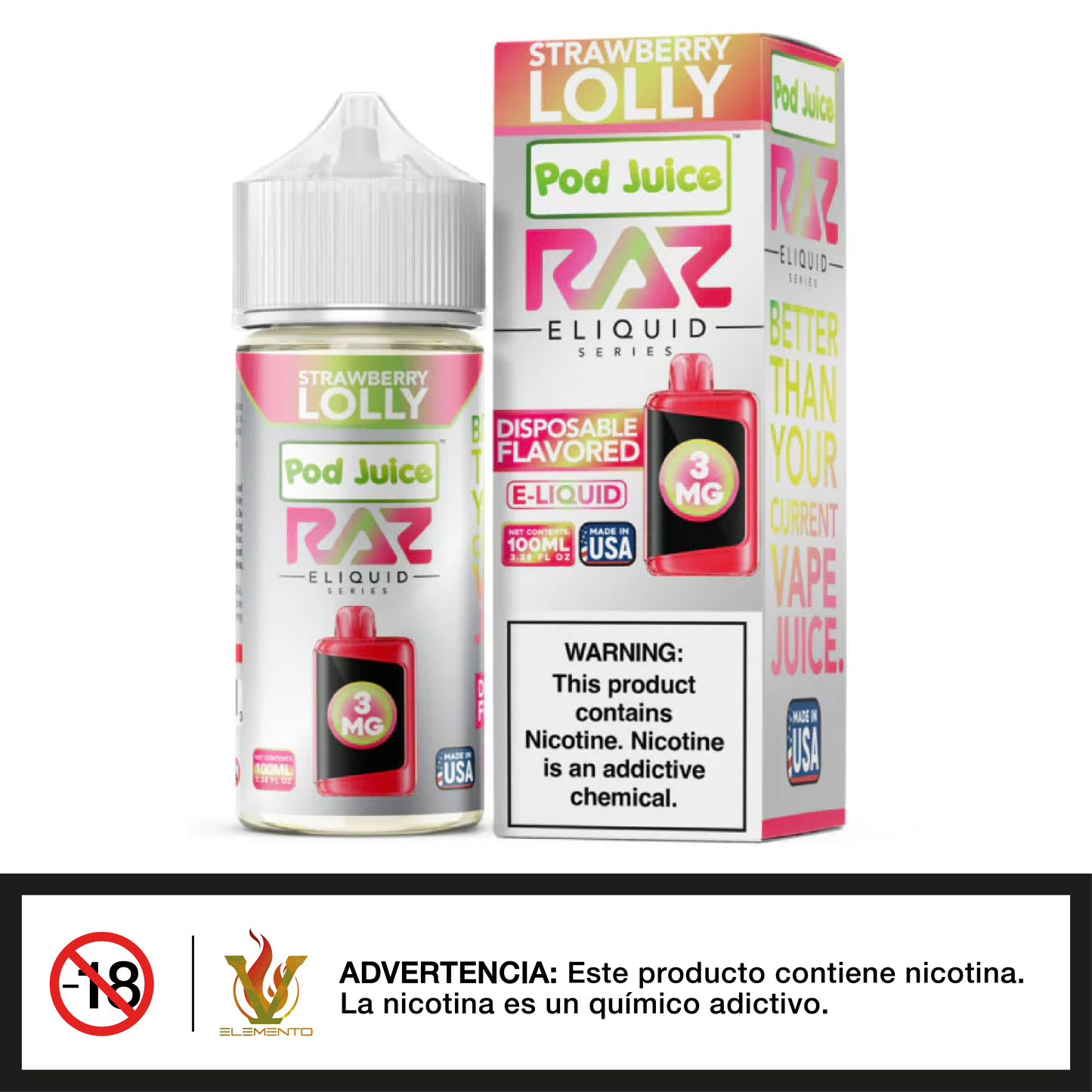 Pod Juice x RAZ - Strawberry Lolly 100ml