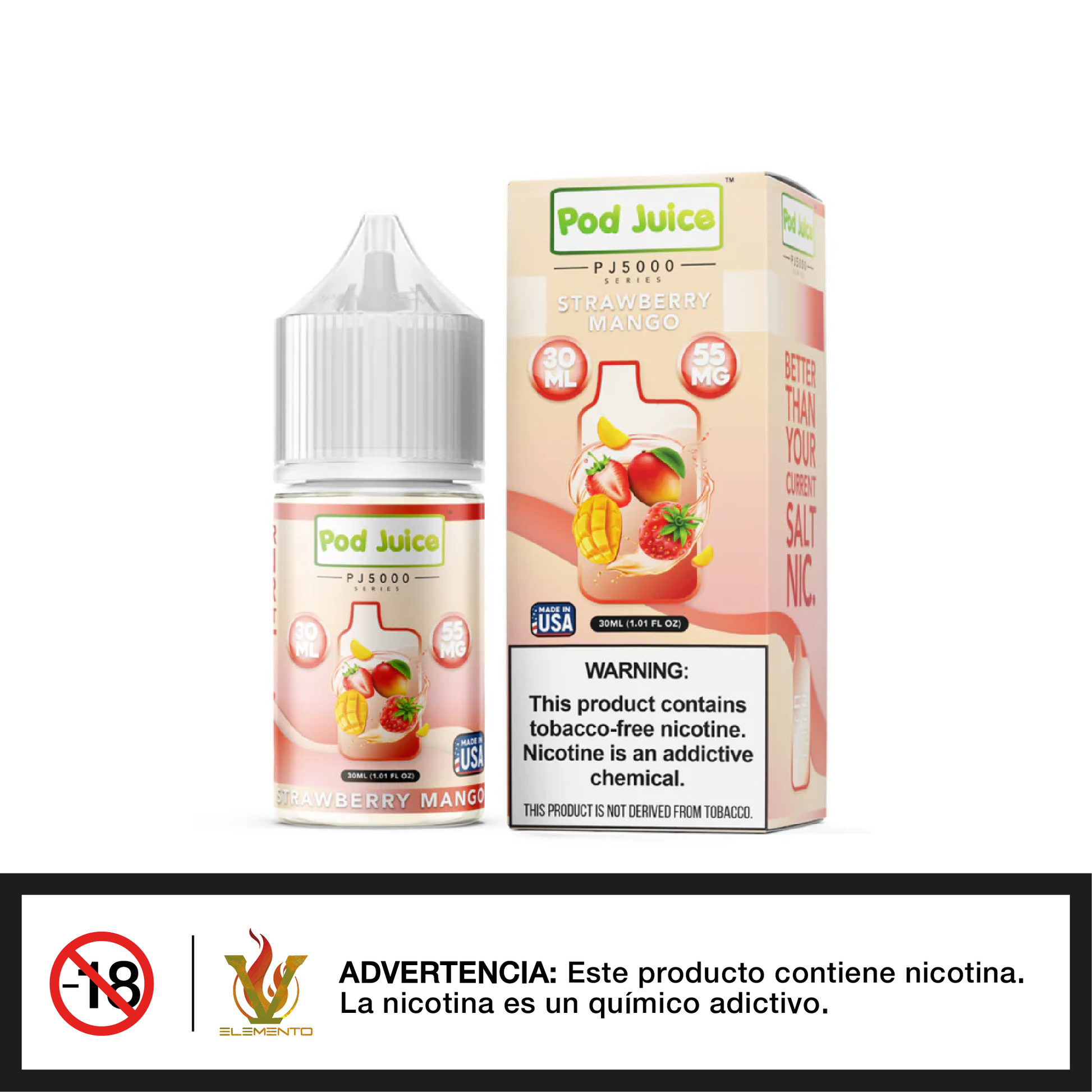 Pod Juice Salt PJ 5000 Series - Strawberry Mango 30ml