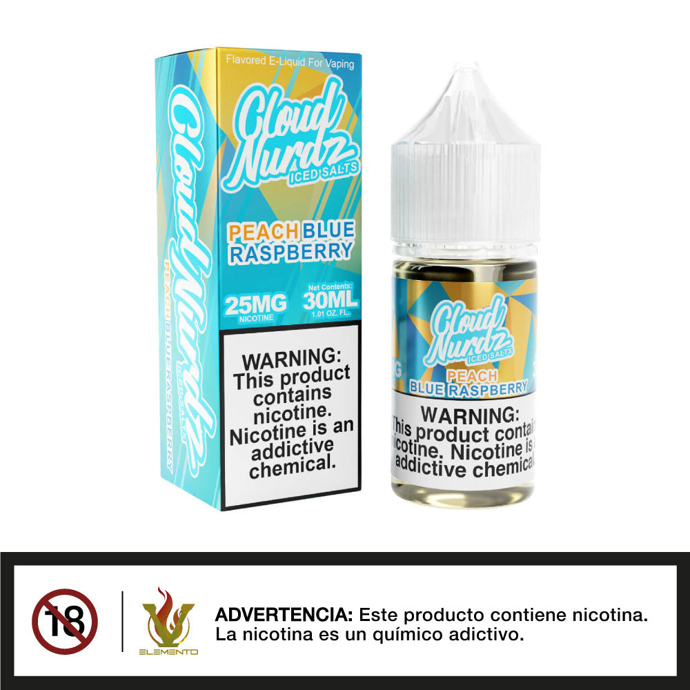 Cloud Nurdz Salt - Iced Peach Blue Raspberry 30ml - Quinto Elemento Vap