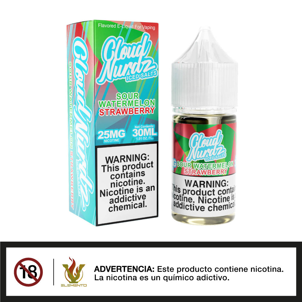 Cloud Nurdz Salt - Iced Sour Watermelon Strawberry 30ml - Quinto Elemento Vap