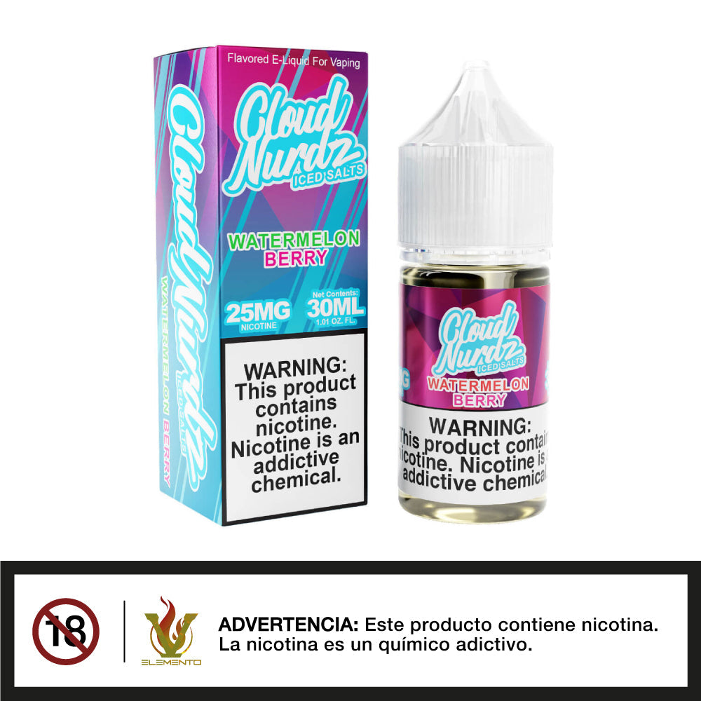 Cloud Nurdz Salt - Iced Watermelon Berry 30ml - Quinto Elemento Vap