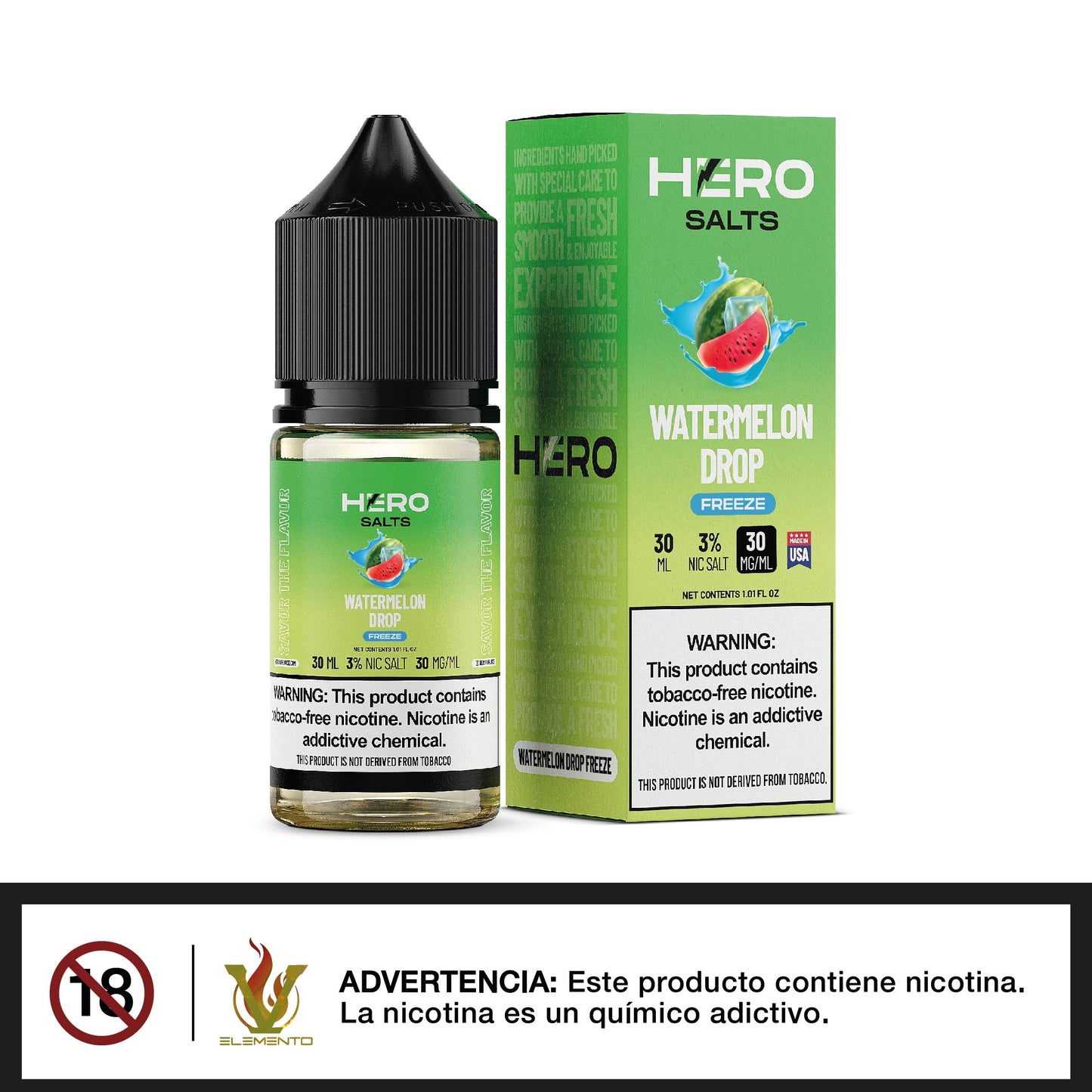 HERO Salt - Watermelon Drop Freeze 30ml - Quinto Elemento Vap