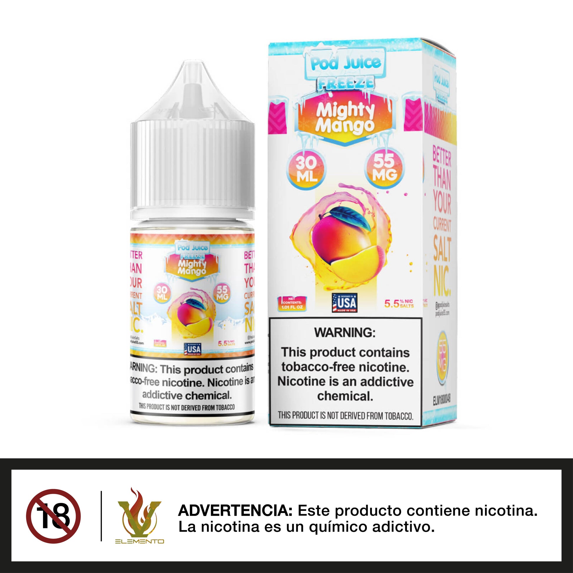 Pod Juice Salt - Mighty Mango Freeze 30ml - Quinto Elemento Vap