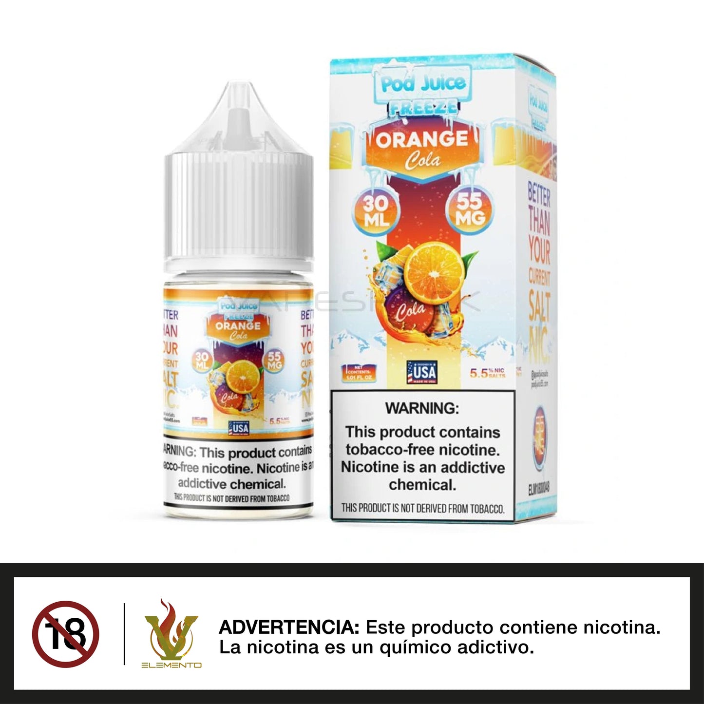 Pod Juice Salt - Orange Cola Freeze 30ml - Quinto Elemento Vap