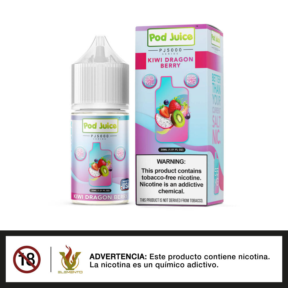 Pod Juice Salt PJ 5000 Series - Kiwi Dragon Berry 30ml - Quinto Elemento Vap